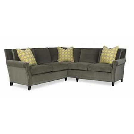 Sectional Sofa With Accent Pillows and Nailhead Trim